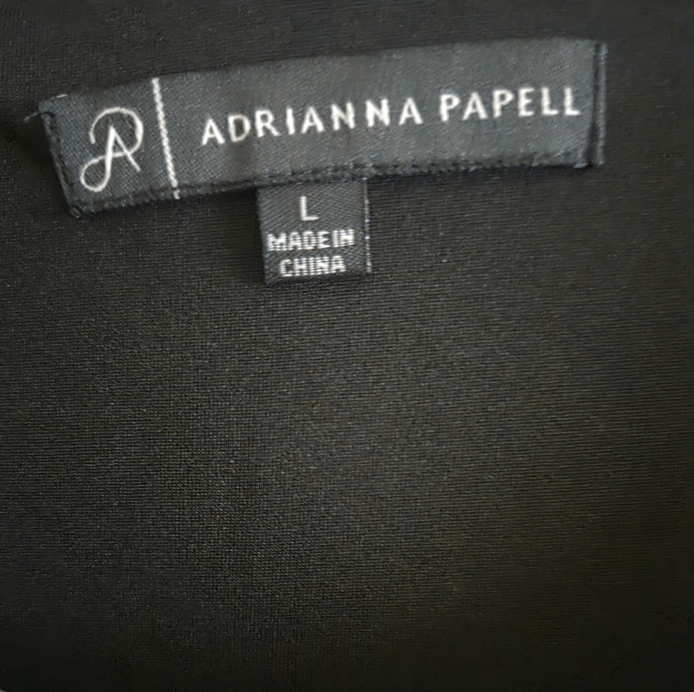 NWT Adrianna Papell Scoop Neck Knit Long Sleeve Faux Wrap Dress Large - Picture 4 of 5